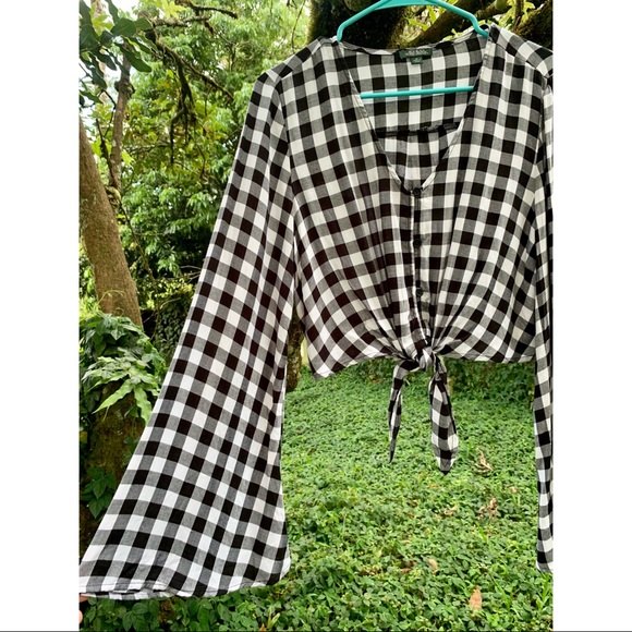 🌺[5/$40] Wild Fable Gingham Crop Tie Top! 🤍 - Picture 2 of 4